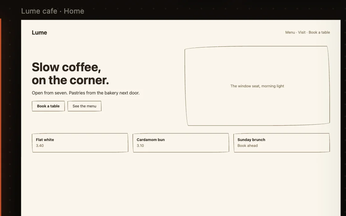 A new client’s pages started from the studio playbook