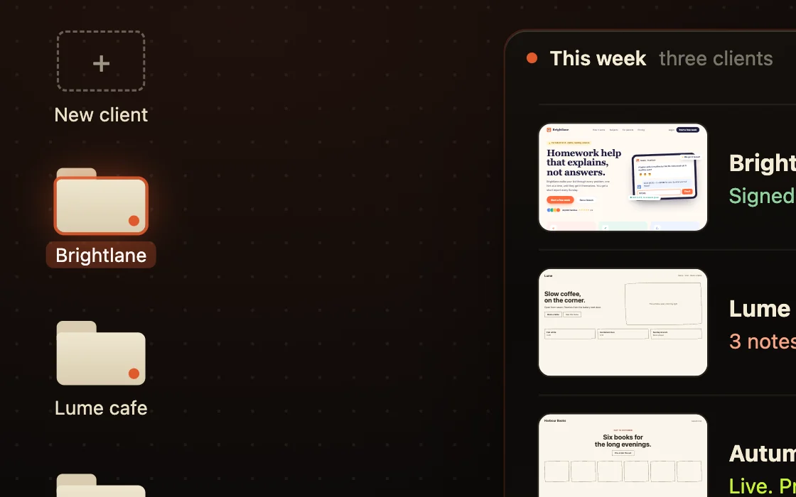 A freelancer’s client folders