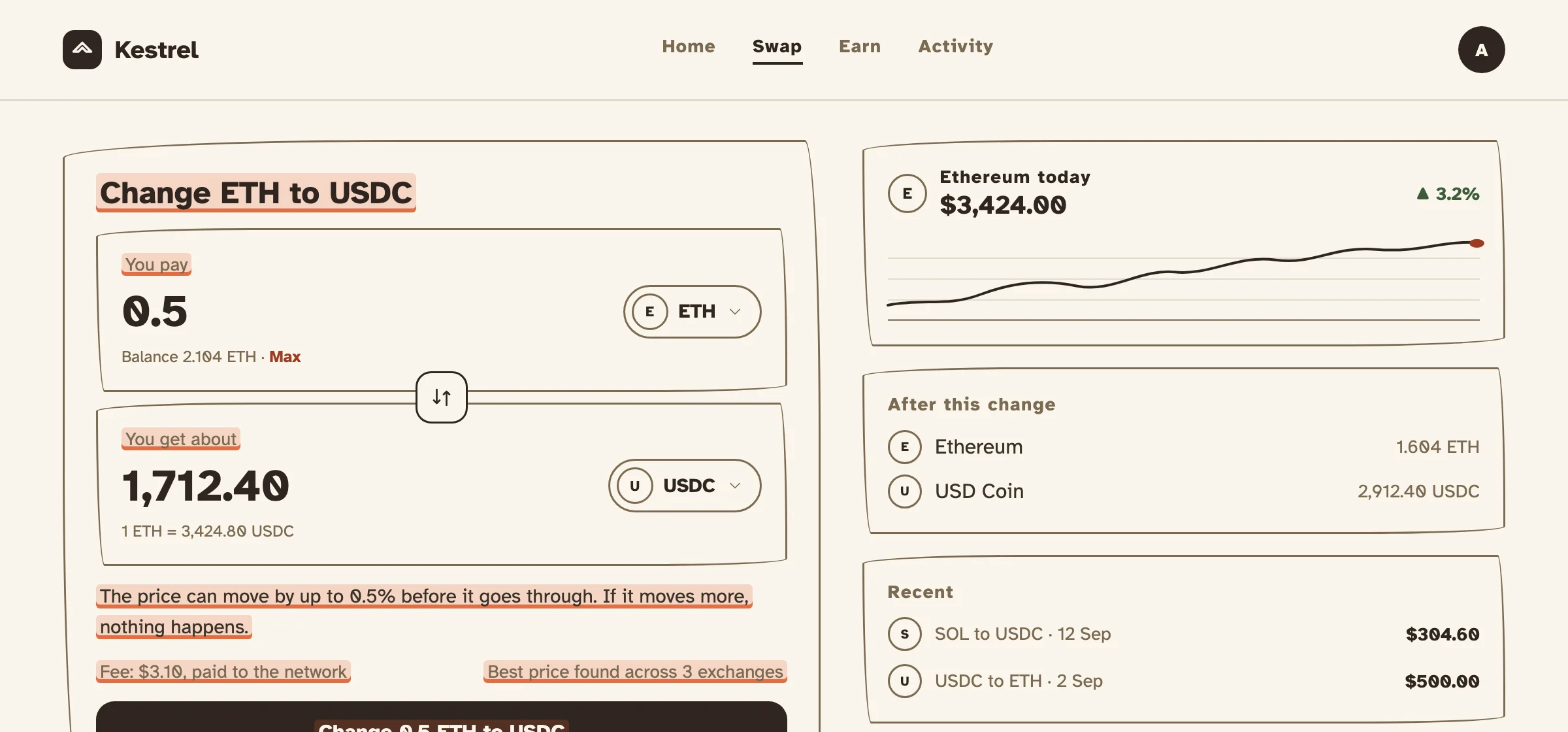 The Kestrel swap board, with the lines that answer the written spec highlighted